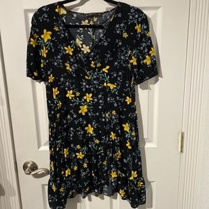 Zara Black Floral Mini Dress Size Large